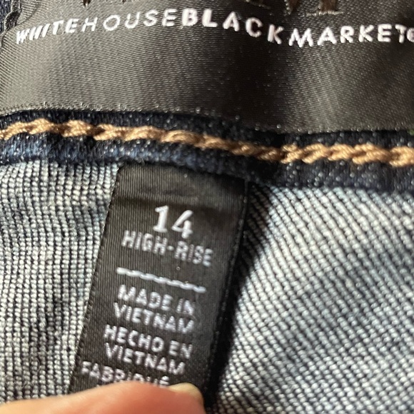 White House Black Market Dark Indigo High-Rise Skinny Flare Jeans - Picture 8 of 11